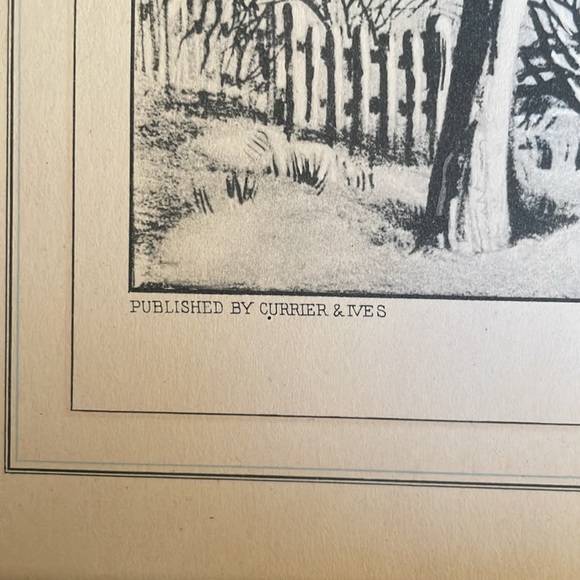 Currier & Ives The Old Farm House lithograph ca 1872 in antique frame (no glass) - Picture 3 of 15